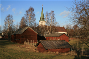 Från hembygdsgården mot kyrkan i januari 2008